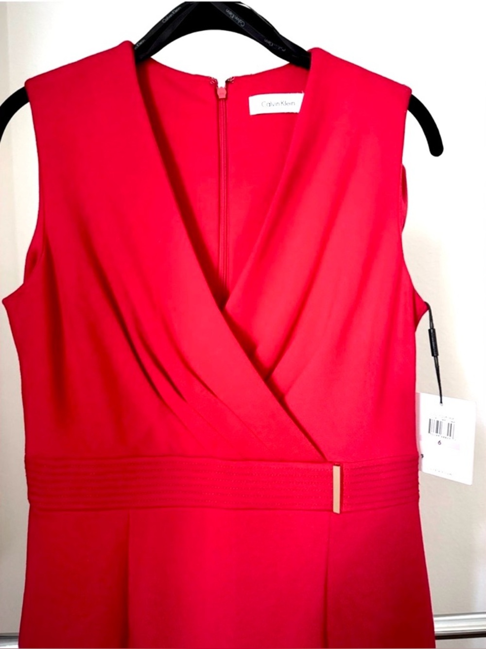 Calvin Klein Red Sheath Dress NWT Size 6 Sleeveless Knee-Length - Picture 6 of 13